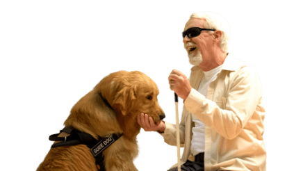 blind man with service dog